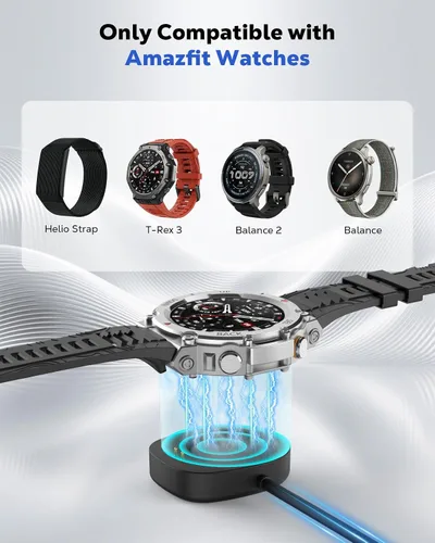 Vista 2 de MoKo Paquete de 2 cargadores tipo C para Amazfit Helio Strap/T-Rex 3/3 Pro/Ultra 2/Balance/Balance 2/Active Max/Active 3 Premium, base de carga