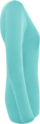 Vista 3 de Natural Uniforms - Camiseta de manga larga con cuello en V para mujer, para usar debajo de la ropa quirúrgica Aguamarina