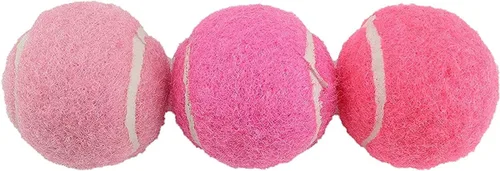 Vista 3 de Midlee Mini pelotas de tenis chirriantes para perros de 1.5 pulgadas, color rosa, juego de 6