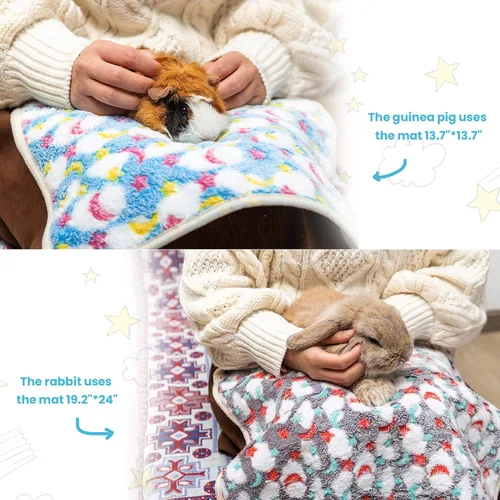 Vista 5 de CUSOZWO Tapete de ropa de cama de conejillo de indias, paquete de 3 unidades, impermeable, lavable, forro de jaula de ratas, accesorios de ropa