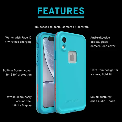 Vista 6 de LifeProof Funda para iPhone XR serie FRē – Body Surf (cemento/gargoyl/océano hawaiano), impermeable IP68, protector de pantalla integrado