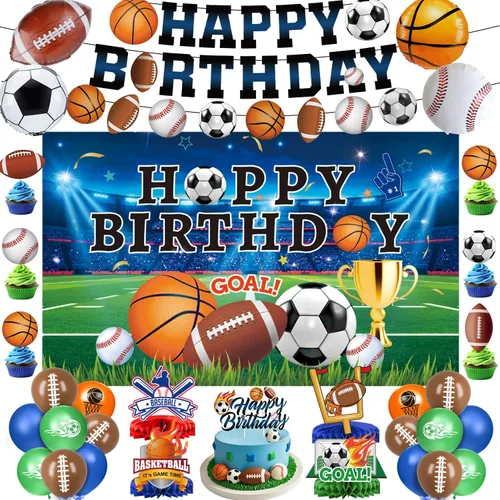Vista 10 de Las decoraciones para fiestas de cumpleaños de los años 90 incluyen telón de fondo, centros de mesa de panal, pancarta, espirales colgantes, globos