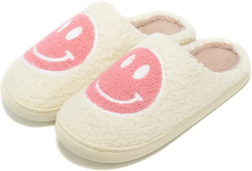 Vista 6 de Pantuflas retro peludas para mujeres y hombres, estilo retro, suaves, esponjosas, cálidas, antideslizantes, estilo de pareja, informales, de cara