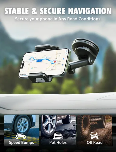Vista 7 de Bracketron TripGrip - Soporte de teléfono para teléfono celular para salpicadero y parabrisas, liberación con una sola mano, rotación de 360°