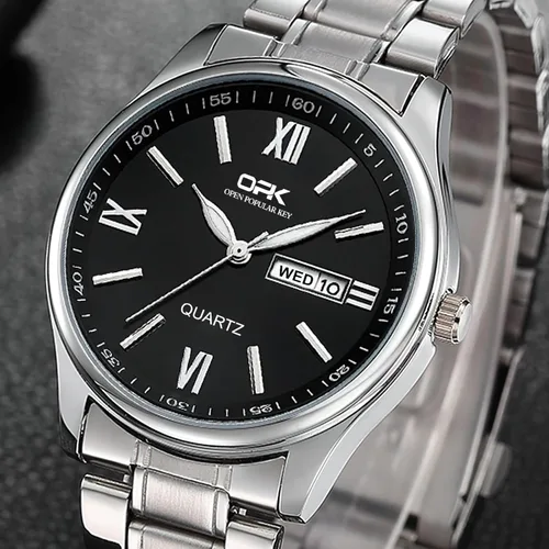 Vista 2 de Wrist Watch for Men, Fashion Designed Analog Quartz Men's Watch with Calenda Display, Glow in The Dark Classic Gent's Watch with Stainless Steel