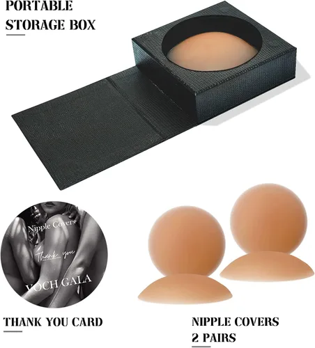 Vista 6 de Cubierta de pezón ultrafina, 2 pares, fundas adhesivas de silicona para pezón para mujer, reutilizables, pastelitos pegajosos