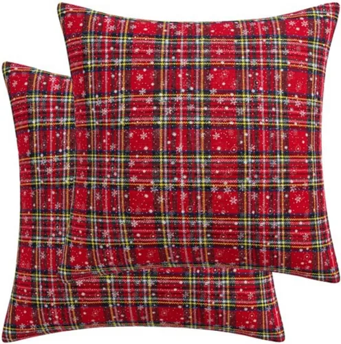 Vista 11 de MOJUN Juego de 2 fundas de almohada navideñas de 18 x 18 pulgadas, fundas de almohada decorativas de Navidad con copos de nieve, funda de cojín