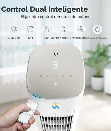 Vista 5 de Enfriador de aire evaporativo portátil, ventiladores de enfriamiento 3 en 1 que soplan aire frío con tanque de agua de 3 L, ventilador de torre