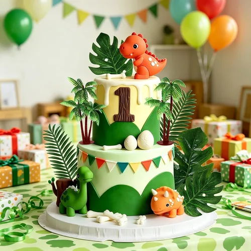 Vista 7 de Decoración de cumpleaños de dinosaurio para tartas de dinosaurio