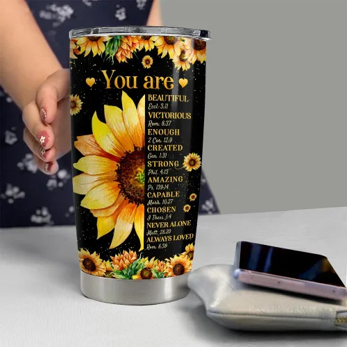 Vista 6 de SANDJEST Vaso inspirador de 20 onzas, regalo cristiano, regalos inspiradores para mujeres, vasos con aislamiento de acero inoxidable motivacional