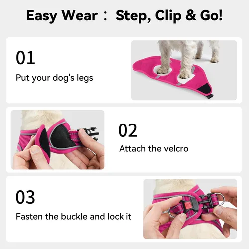 Vista 72 de Joytale Arnés para Perros Pequeños, Chaleco de Malla Transpirable Step-in, Arneses Acolchados Suaves Reflectantes para Gatos y Perros Cachorros
