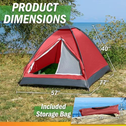 Vista 2 de Tienda de campaña Happy Camper para dos persona por de Wakeman Outdoors Rojo