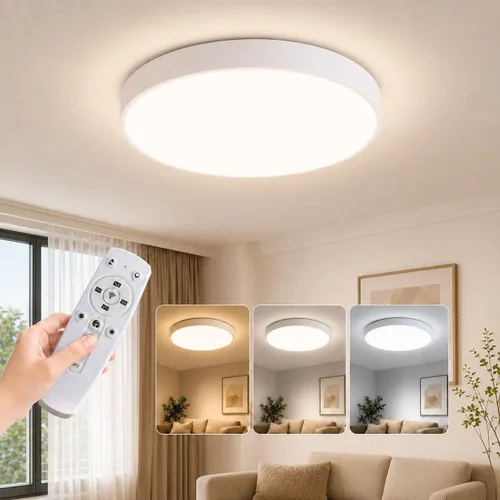 Vista 23 de Led Ceiling Light with Remote White 16 "24w Flush Mount Suitable for Bedroom, Kids Room,Hallway, Balcony, Checkroom,Office,Bathroom Ceiling Lamp