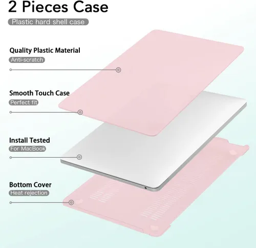 Vista 2 de Compatible con MacBook Air de 15 pulgadas M2 M3 versión 2023 2024, funda rígida de plástico, funda de teclado y protector de pantalla y adaptador
