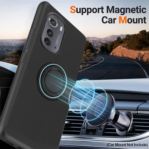 Vista 7 de Funda de teléfono para Moto Edge 2022 con protector de pantalla de vidrio, soporte de anillo giratorio de 360°, soporte magnético/soporte