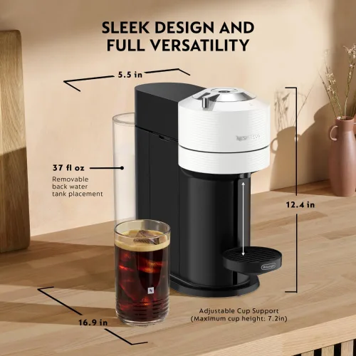 Vista 8 de Nespresso Vertuo Next - Máquina de café con espumador de leche Blanco