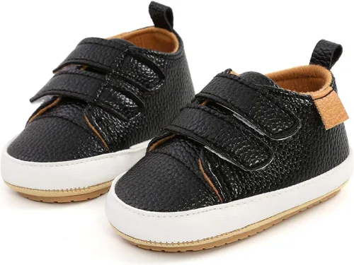 Vista 6 de Tenis de tobillo alto unisex para bebés, niños y niñas, suela de goma suave, zapatos de cuna para niños pequeños