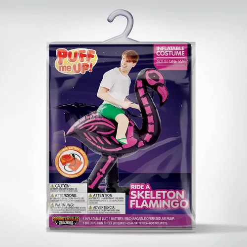 Vista 7 de Spooktacular Creations Disfraz inflable para adulto disfraz de flamenco inflable de aire flamenco de esqueleto para fiestas de disfraces de Halloween