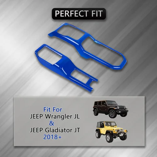 Vista 2 de Consola Central 4WD Panel de Cambio de Marchas y Portavasos para 2018-2024+ Jeep Wrangler JL JLU Gladiator JT (Azul)
