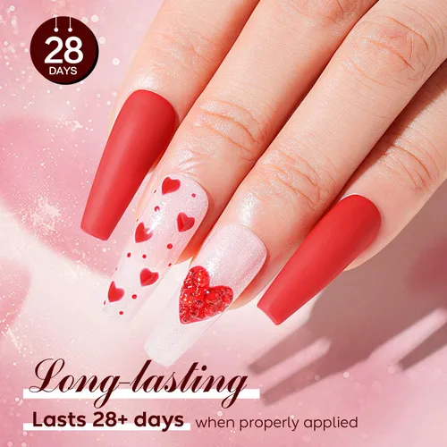 Vista 3 de Nicedeco Esmalte de uñas de gel sin hema, 6 colores, sin crueldad, vegano, rojo, borgoña, rojo, brillante, esmalte de uñas en gel para manicura