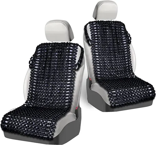 Vista 10 de ZONETECH Funda para Asiento con Cuentas de Madera y Diseño Encordado en Negro - Cojín Masajeador para Conductor de Vehículo de Calidad Superior