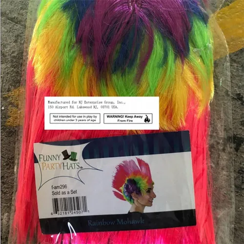 Vista 4 de Rainbow Mohawk Wig - Groovy Rainbow Mohawk peluca accesorio para disfraz, Cal Océano