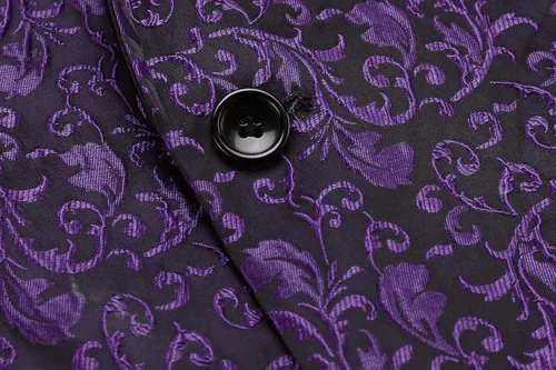 Vista 4 de JINIDU Chaqueta de traje de fiesta floral para hombre elegante para cena boda graduación esmoquin morado Púrpura