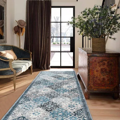 Vista 38 de KILOCOCO Alfombra marroquí pequeña, de 2 x 3 pies, color negro/dorado, súper suave, lavable, para interiores, vintage, lavable, antideslizante