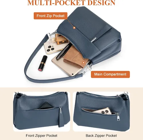 Vista 37 de Over Earth Genuine Leather Crossbody Bags for Women Small Hobo Handbags Shoulder Purses with 2 Detachable Straps