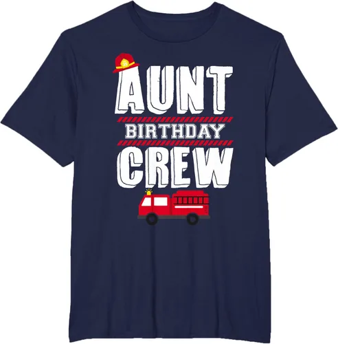 Vista 65 de Aunt Birthday Crew Fire Truck Fireman - Camiseta para fiesta de acogida, Negro, S