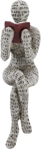 Vista 10 de Figura de mujer que lee, escultura pensadora, estatua de decoración abstracta, estantería, escultura de resina estética para sala de estar, oficina