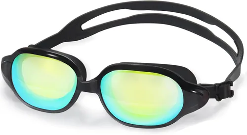 Vista 8 de Gafas de natación para adultos, hombres y mujeres, gafas de natación para piscina, gafas de agua para adultos, marco grande, sin fugas, antivaho