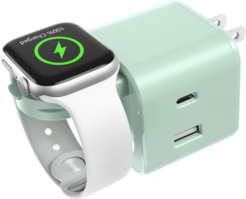 Vista 13 de BeaSaf Bloque de carga de 36 W para Apple con cargador de reloj integrado, bloque de cargador rápido PD plegable para iPhone, cargador de pared
