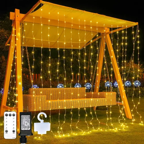 Vista 19 de suddus Luces de Cortina para Dormitorio, 90 Luces LED de Cadena Colgantes para Exteriores, Luces de Cortina de Hadas para Interiores para Navidad