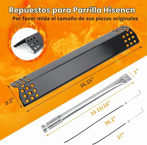 Vista 2 de Hisencn Piezas de parrilla para Kitchen Aid 720-0954, 720-0954GA, 720-0733 Plateado y negro