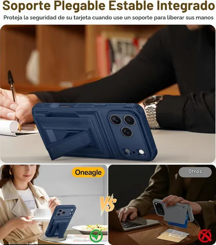 Vista 4 de Oneagle Funda tipo cartera para iPhone 17 Pro Max con tarjetero