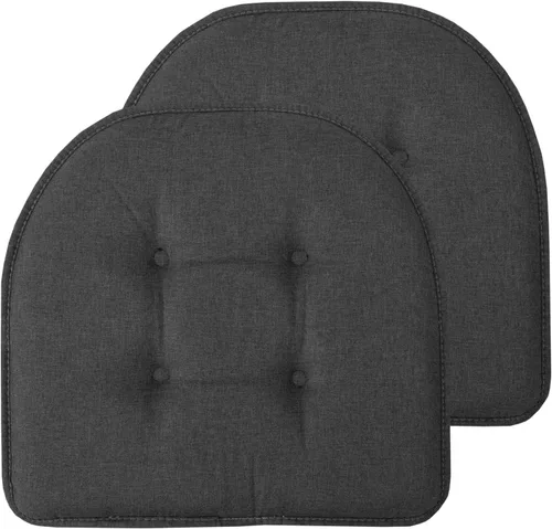 Vista 110 de Sweet Home Collection - Cojín de asiento de espuma viscoelástica y respaldo de caucho antideslizante con capitoné para silla, cojín en U, 17x16 Gris