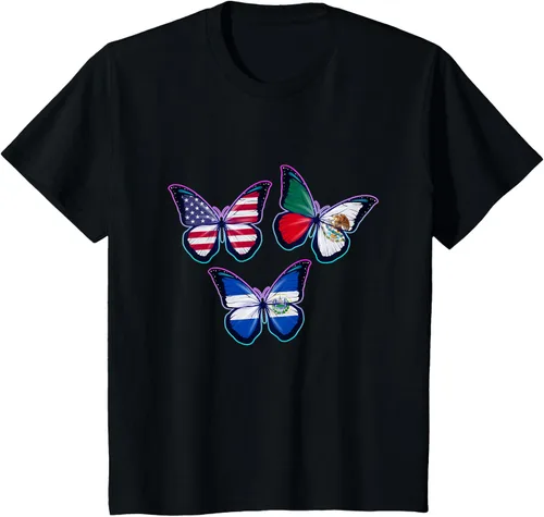 Vista 45 de Multiculti Heritage. Camiseta El Salvador México y Estados Unidos