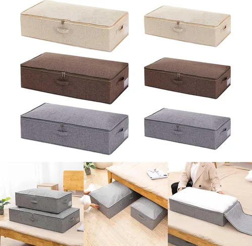 Vista 4 de Bolsas de almacenamiento de ropa transpirables plegables para debajo de la cama, caja de almacenamiento para ropa de cama de edredón, colchas