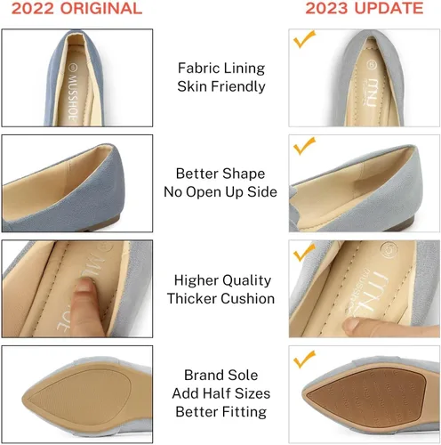 Vista 5 de MUSSHOE - Zapatos planos para mujer, de espuma viscoelástica, cómodos y puntiagudos