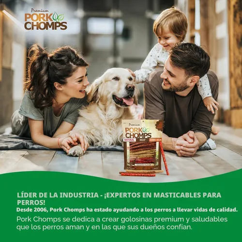 Vista 7 de Pork Chomps Masticables para perros, palitos de 5 pulgadas, sabores surtidos, 50