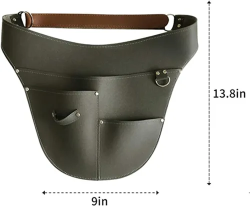 Vista 2 de Funda para cinturón de herramientas de jardín, bolsa de herramientas ajustable con bolsillos, regalo de jardinería para jardinero Verde negruzco