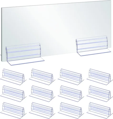 Vista 7 de OIIKI 6 soportes autoadhesivos para protección contra estornudos, soporte de paneles acrílicos, para sujetar y alinear paneles de plexiglás