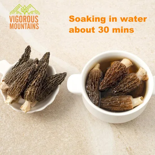 Vista 3 de Vigorous Mountains Champiñones morel secos salvajes 1 onza y hongos Shiitake orgánicos secos 4.23 onzas