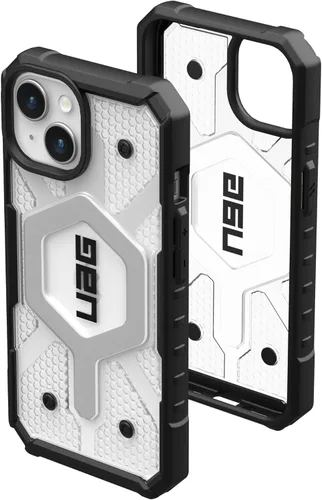 Vista 10 de URBAN ARMOR GEAR UAG - Funda compatible con iPhone 15 Plus de 6.7 pulgadas, Pathfinder transparente ceniza/negro, imán integrado compatible