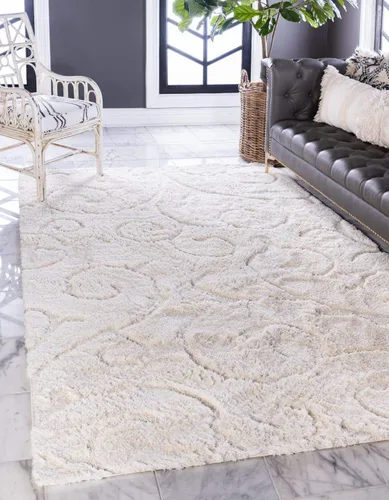 Vista 14 de Unique Loom colección Floral Shag - Alfombra de área tallada, 2 pies x 6 pies y 7 pulgadas, color marrón