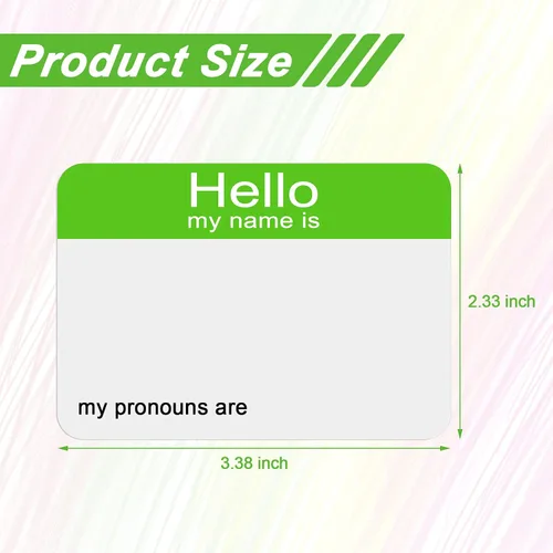 Vista 2 de 200 calcomanías adhesivas de vinilo con texto en inglés "Hello My Pronouns son", etiquetas adhesivas extraíbles en blanco para niños, adultos