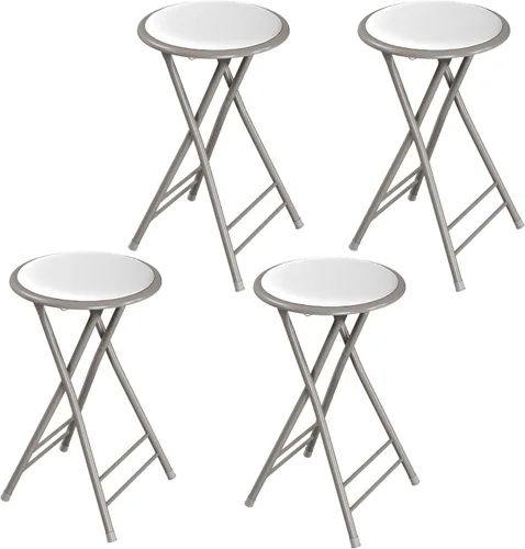Vista 17 de Lavish Home Taburete plegable con asiento acolchado sin espalda, juego de 2