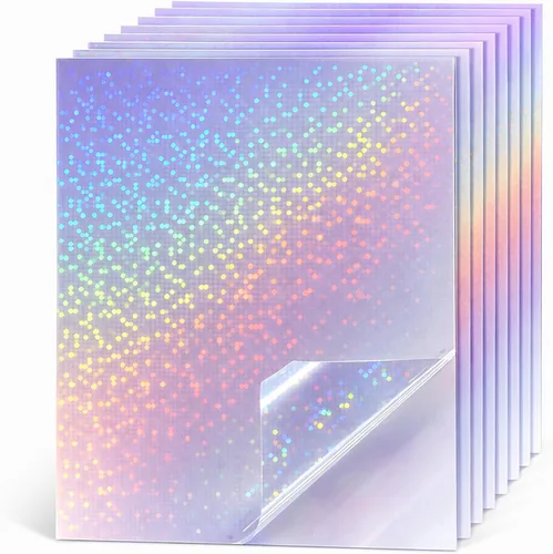 Vista 8 de 36 hojas de papel adhesivo holográfico transparente autoadhesivo, hojas laminadas 8.5x11 Inch Transparent Cold Self-Adhesive Laminating Waterproof