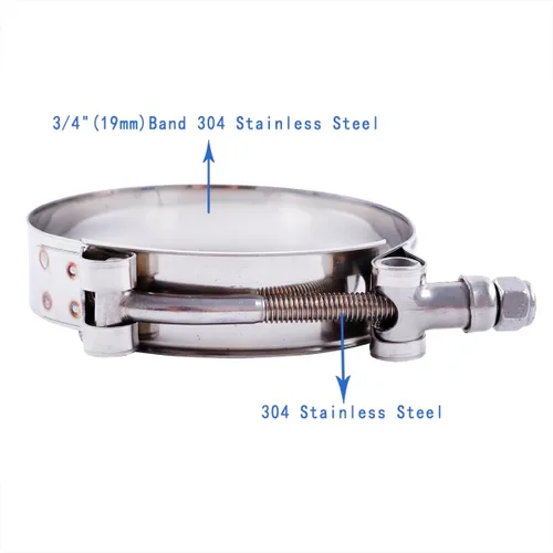 Vista 2 de 2 piezas de abrazaderas de acero inoxidable con perno en T, rango de abrazadera 1.4"-1.7" (36-44mm) para manguera de entrada turbo